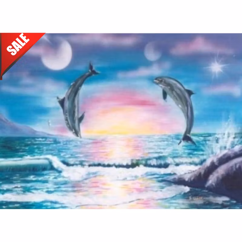 Diamanttavla Delfiner 40x50