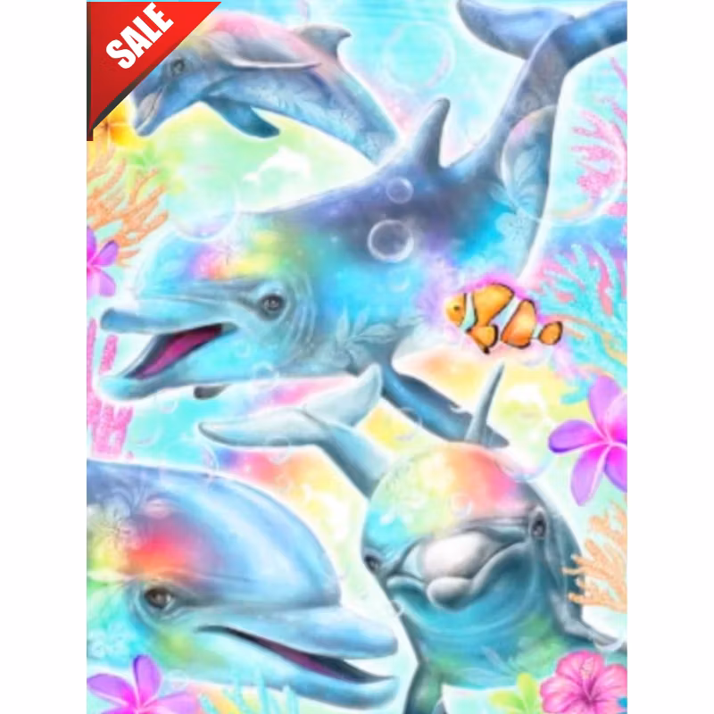 Diamanttavla Happy Dolphins 40x50