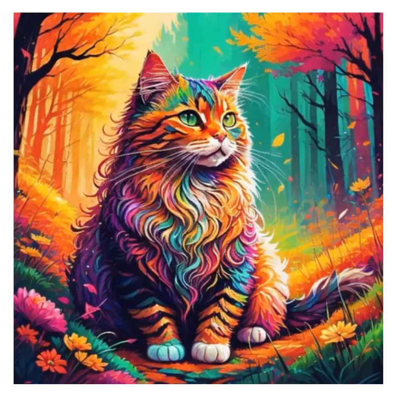 Diamanttavla Forest Cat 40x40