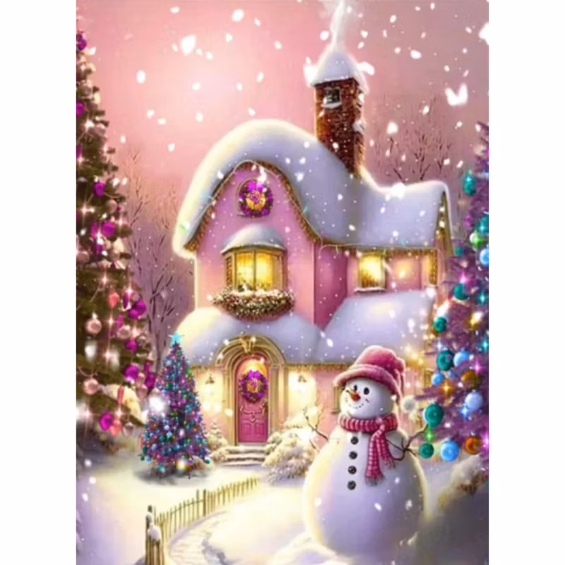 Diamanttavla Snögubbe 40x50