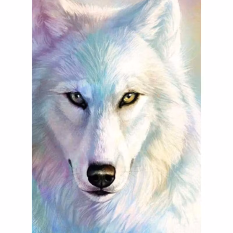 Diamanttavla Snow Wolf 40x50