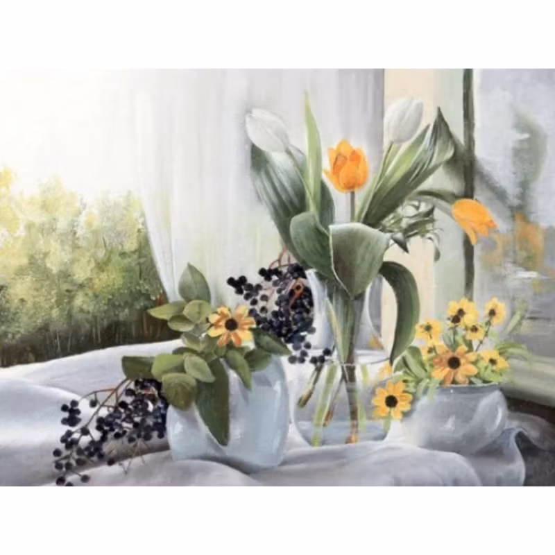 Diamanttavla Vårblommor 40x50