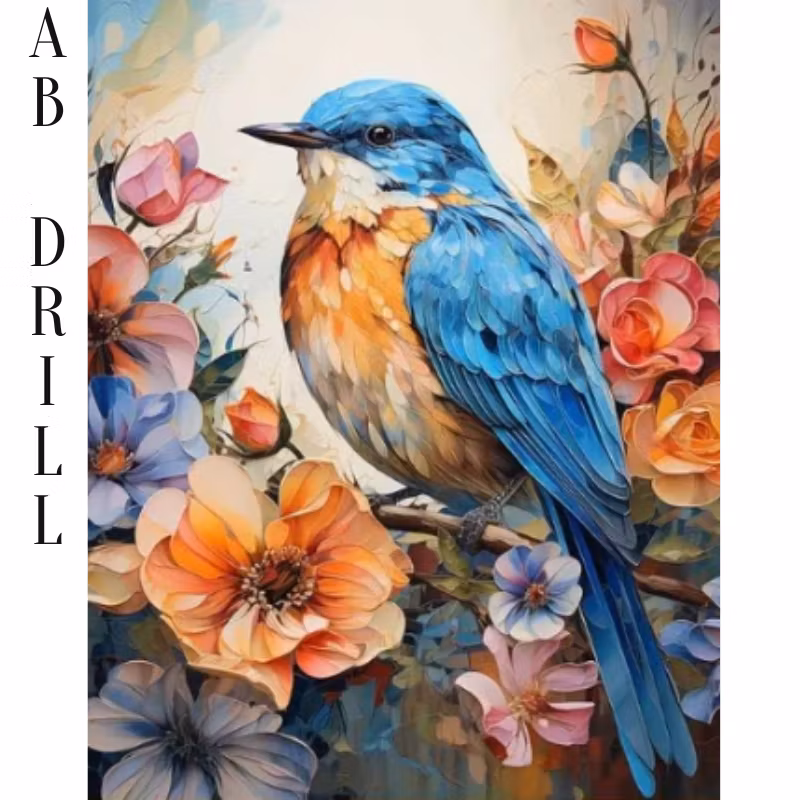 Diamanttavla AB Drills Bird And Flowers 40x50