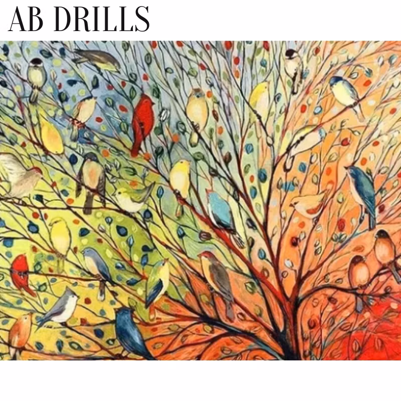 Diamanttavla AB Drills Birds In Tree 40x50