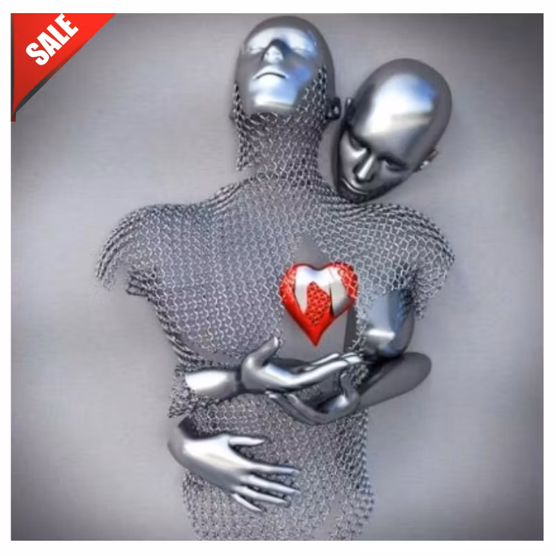 Diamanttavla Metallic Love Red Heart 40x40