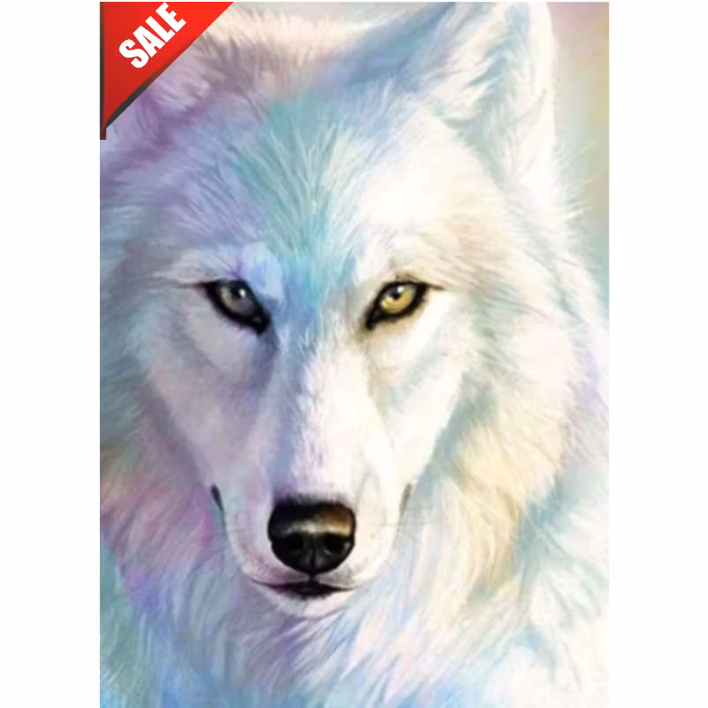 Diamanttavla Snow Wolf 40x50