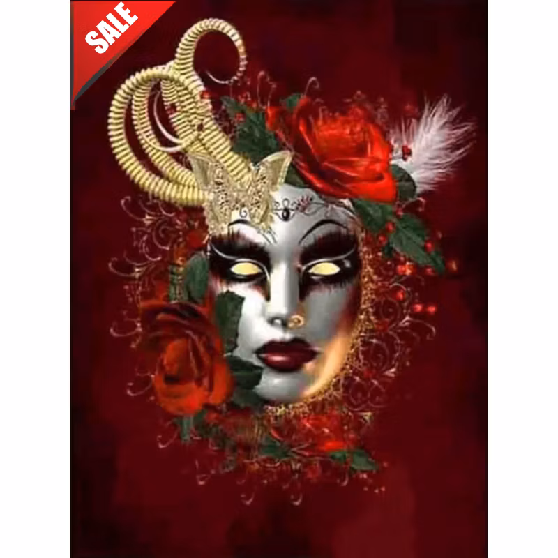 Diamanttavla Mask Red 40x50