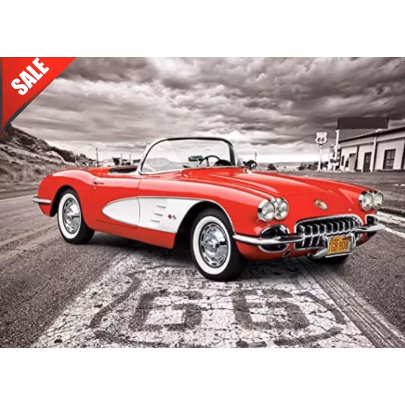 Diamanttavla Car Road 66 40x50