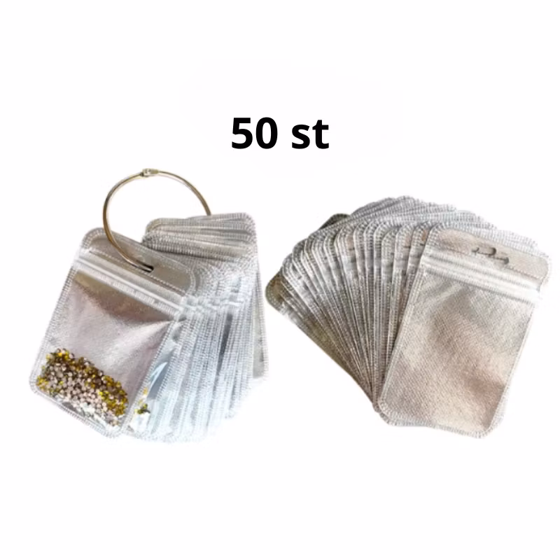 Diamond Painting Pärlförvaring 50 påsar Med Ring Silver - Leverans Vecka 41-42