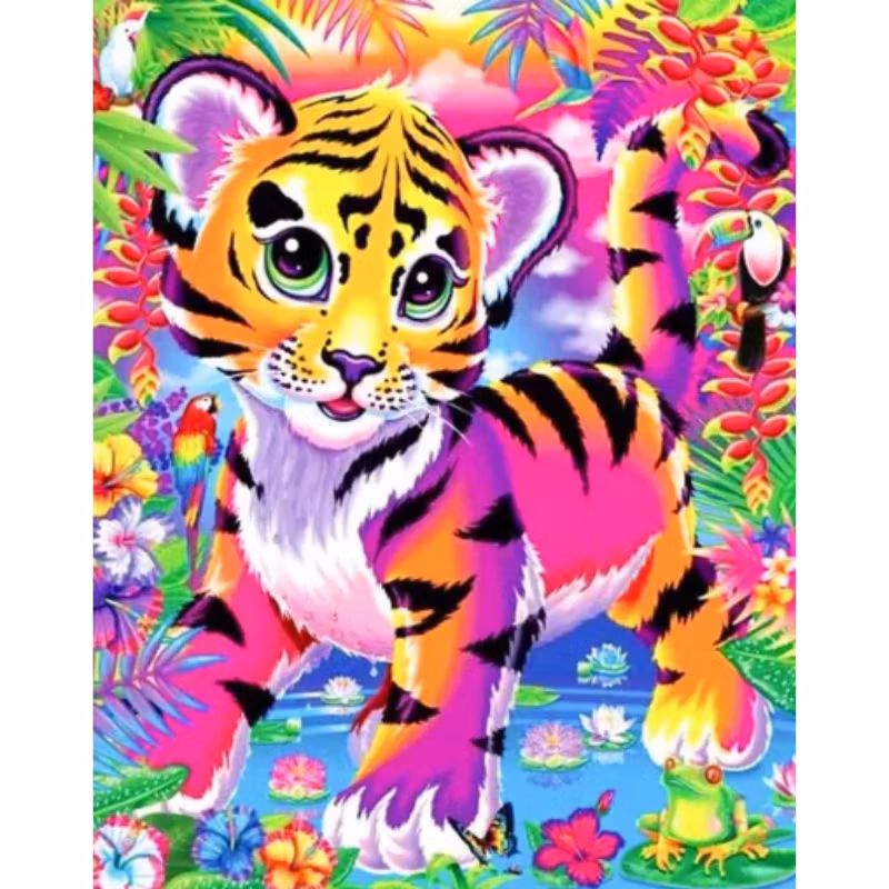 Diamanttavla (R) Färgglad Tigerunge 30x40