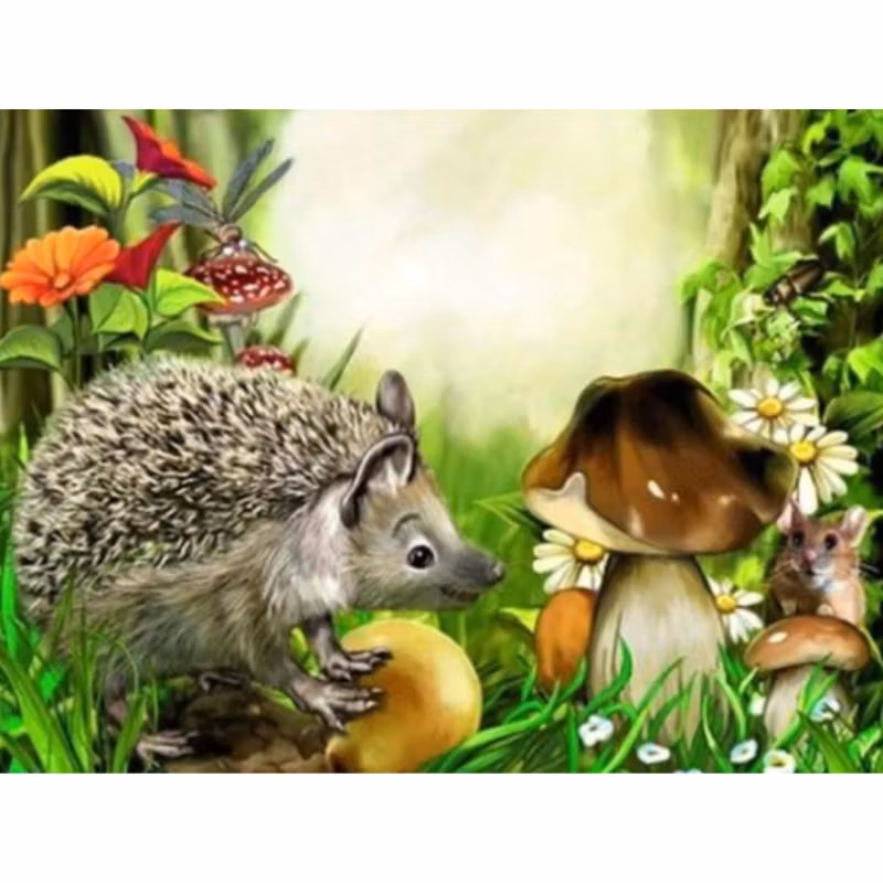 Diamanttavla Igelkott Och Skogsmus 30x40