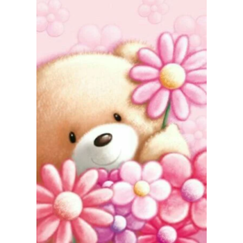 Diamanttavla (R) Nalle Blommor 30x40