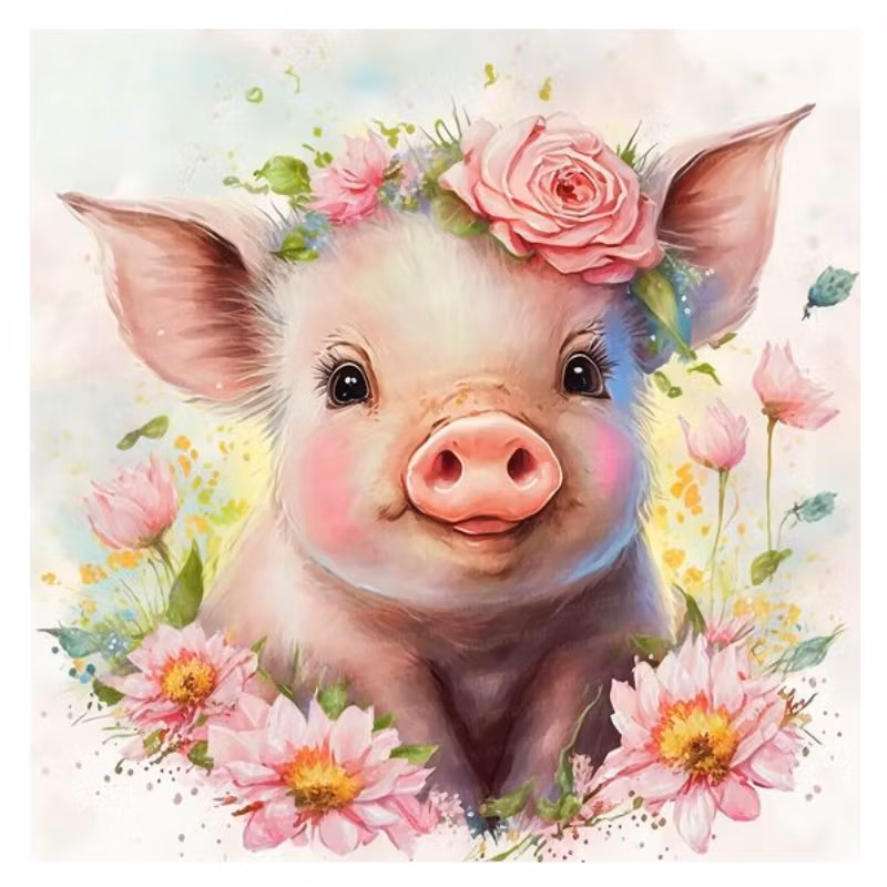 Diamanttavla Sweet Piggy 40x40