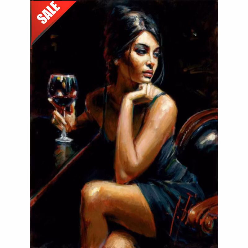 Diamanttavla Lonely In The Bar 40x50