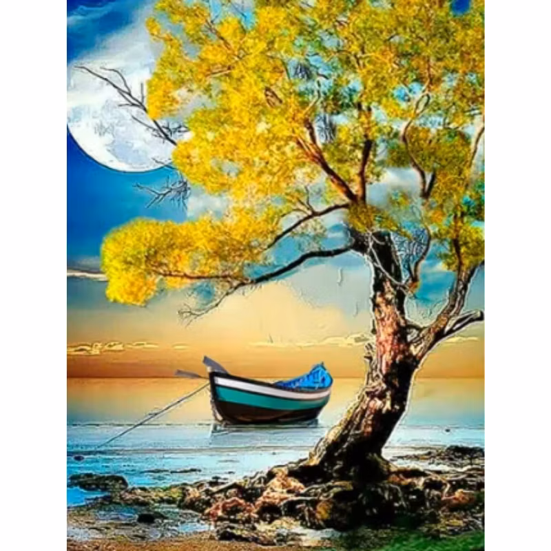 Diamanttavla Eka Vid Träd 40x50
