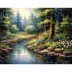 Diamanttavla Skogsbäck Blommor 40x50