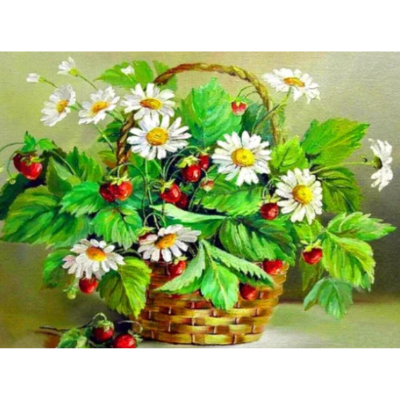 Diamanttavla Jordgubbsblomma 40x50