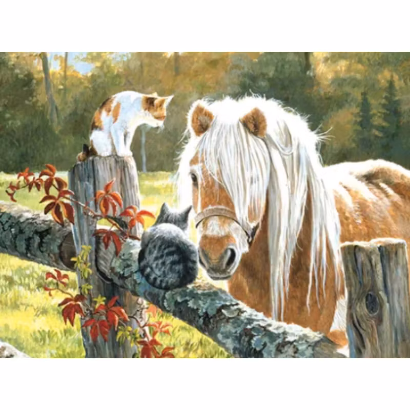 Diamanttavla Katter I Hästhagen 40x50