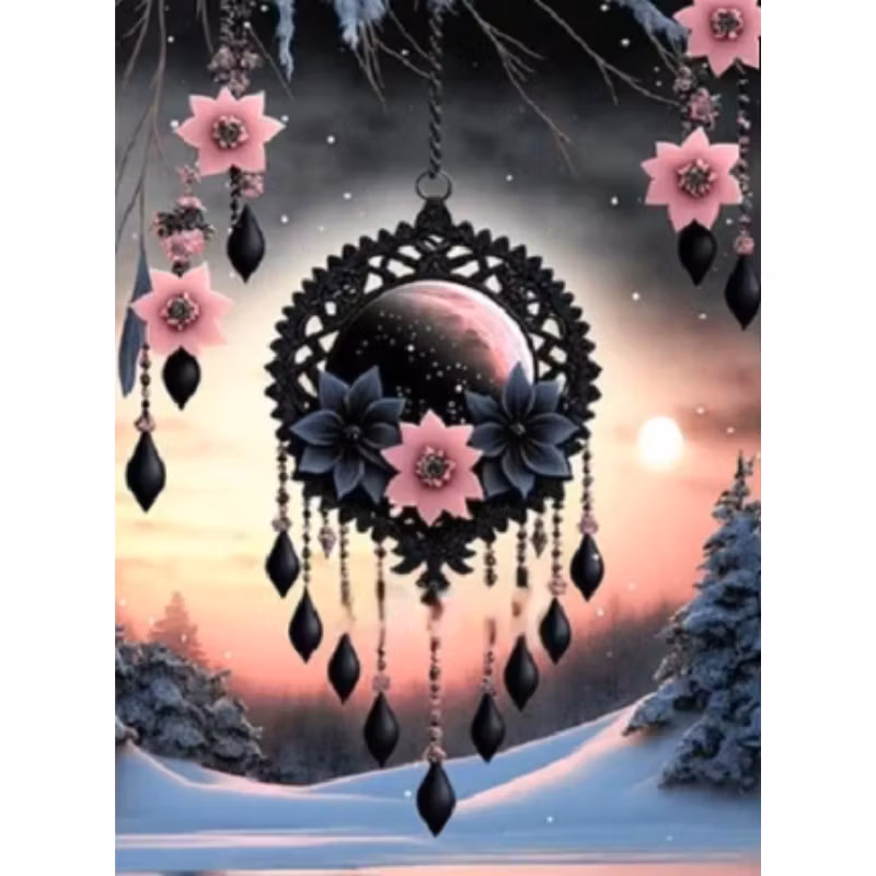 Diamanttavla Black Dreamcatcher 40x50