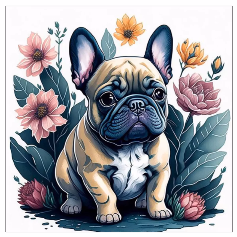 Diamanttavla Fransk Bulldog 40x40