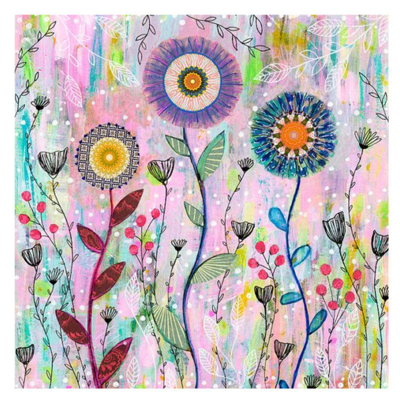 Diamanttavla Blommor 40x40