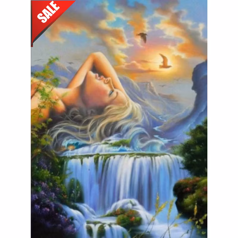 Diamanttavla Waterfall Girl 50x70