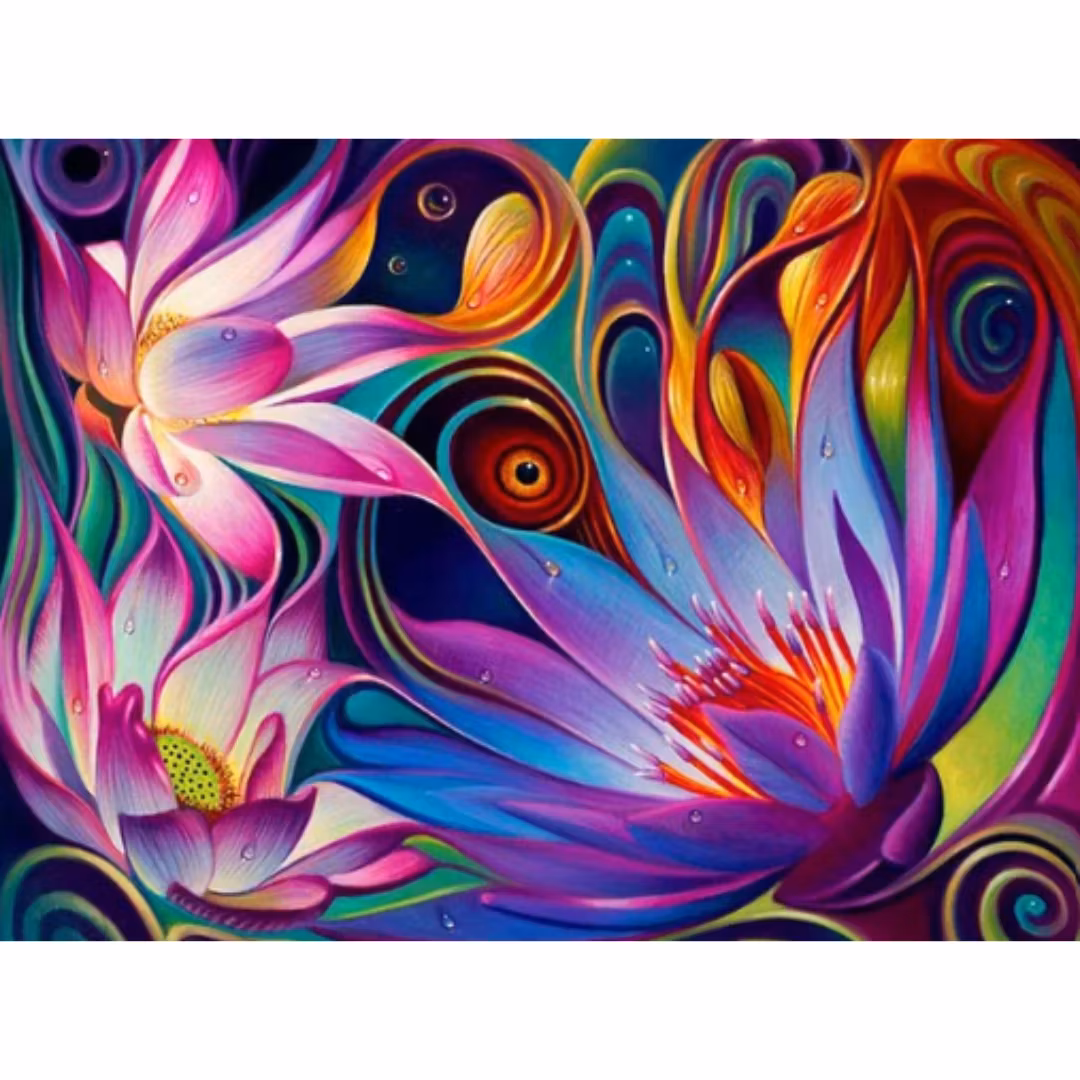 Diamanttavla (Runda) Abstract Flower 50x60