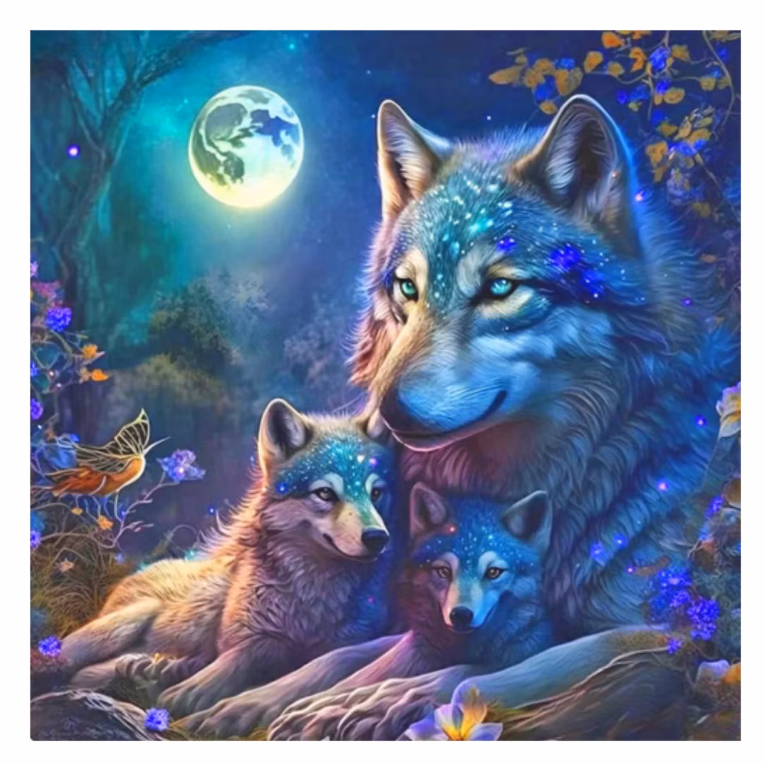 Diamanttavla Månvargar 50x50
