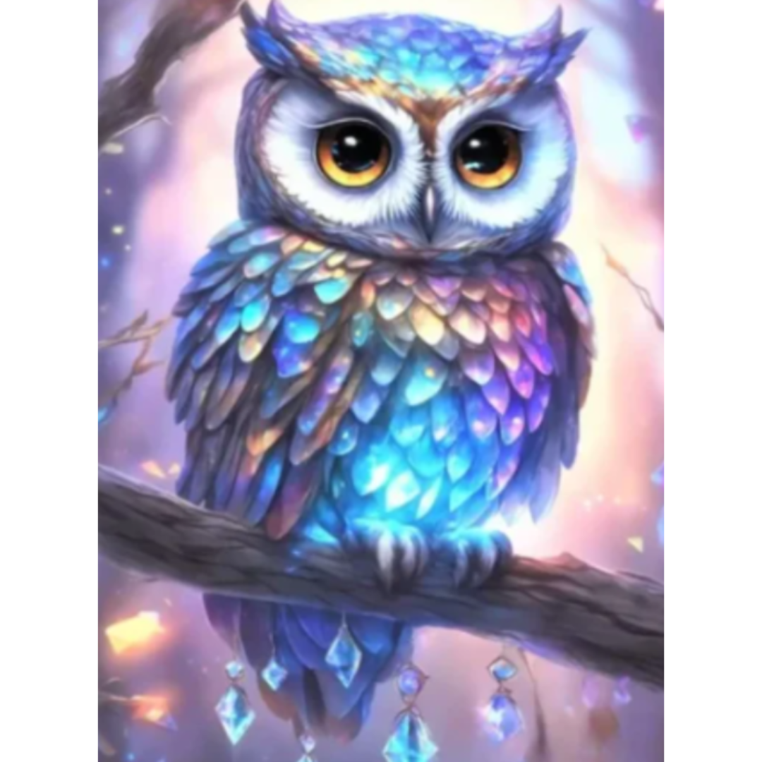 Diamanttavla Chrystal Owl 40x50