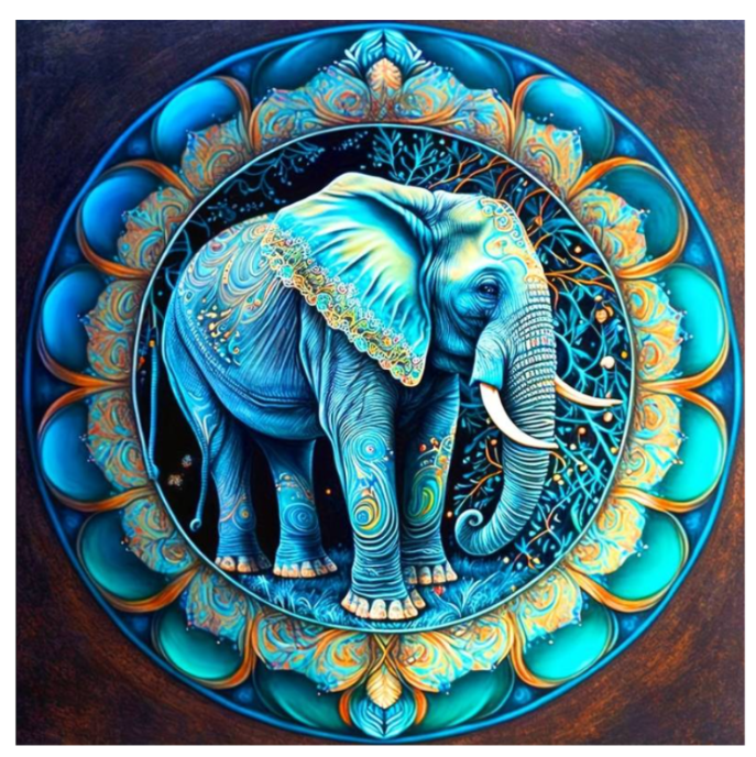 Diamanttavla Mandala Elephant 50x50