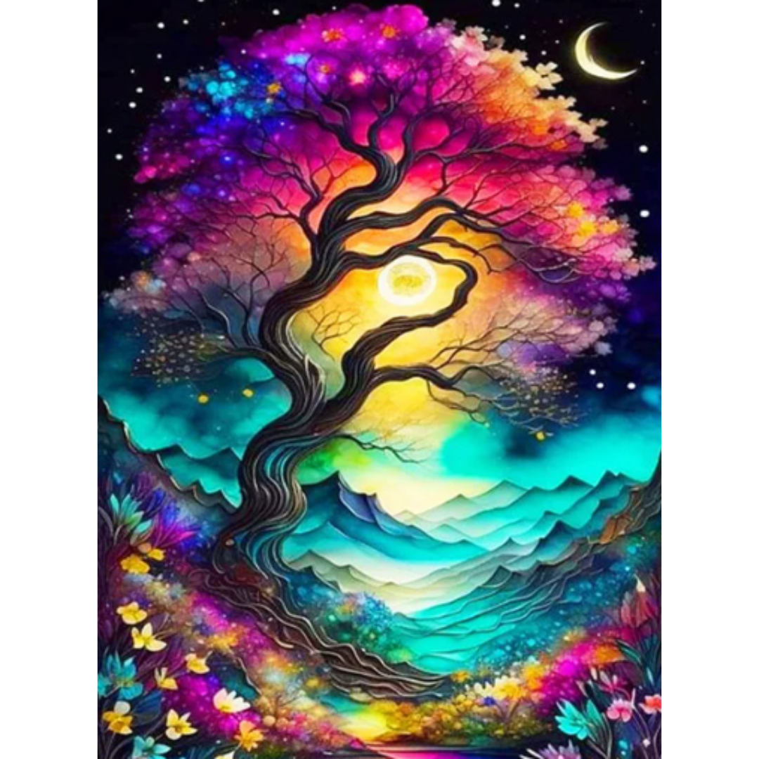 Diamanttavla Color Tree 40x50