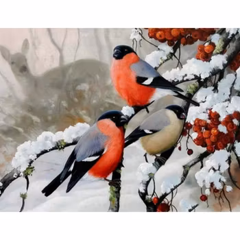 Diamanttavla Domherrar Och Rådjur