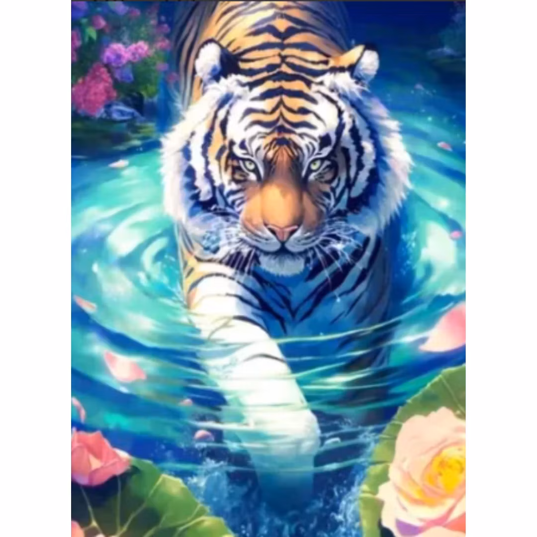 Diamanttavla Tiger 40x50