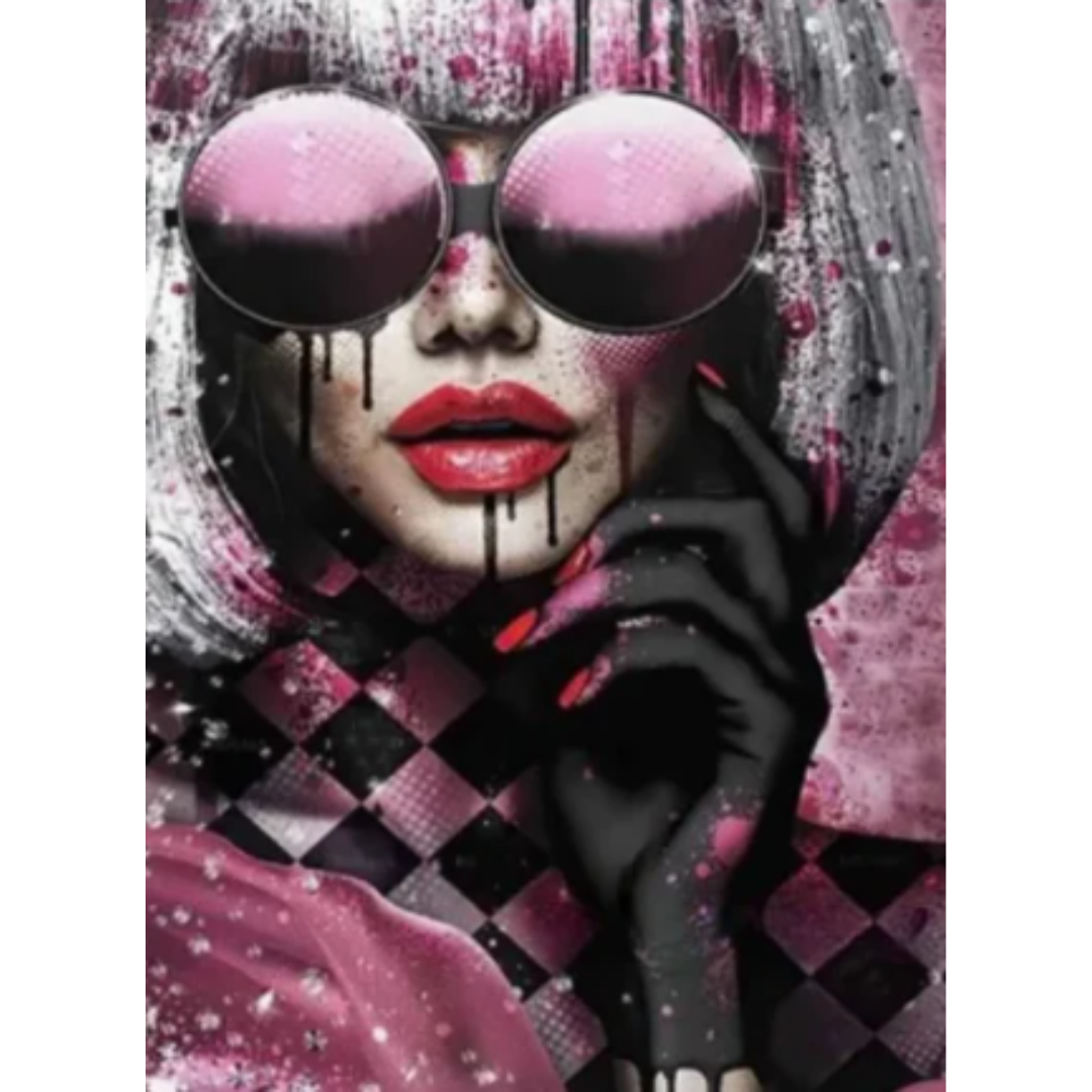 Diamanttavla Girl Purple 40x50