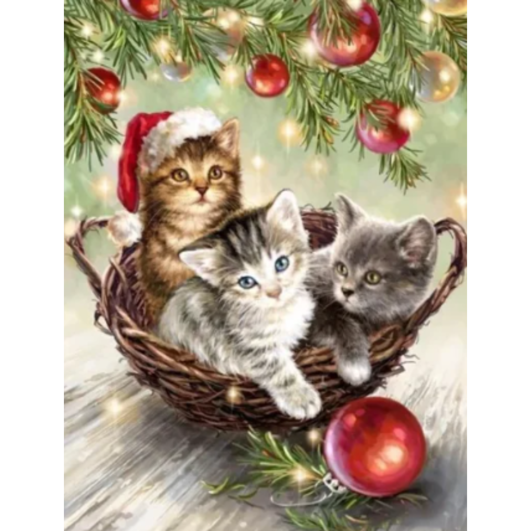 Diamanttavla Christmas Cats 40x50