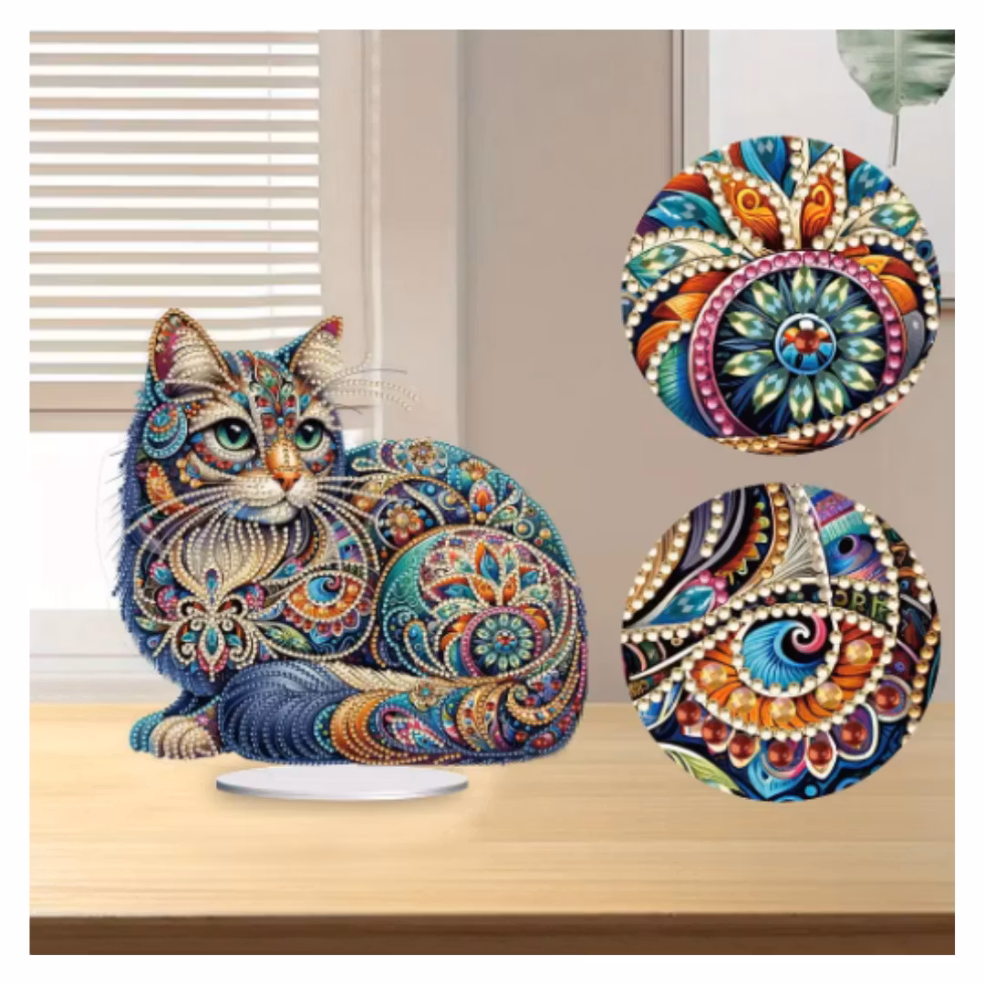 Diamond Painting Special Katt På Ställ 25 cm