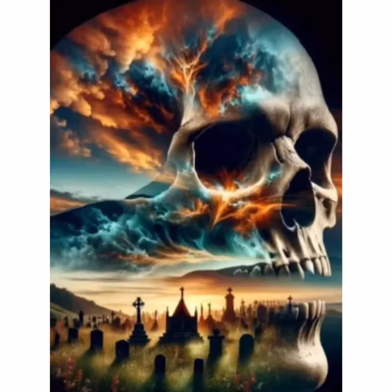 Diamanttavla Skull Cemetary 50x70