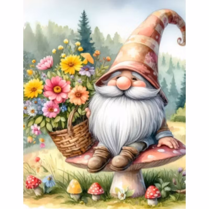 Diamanttavla Goblin With Flowers 40x50