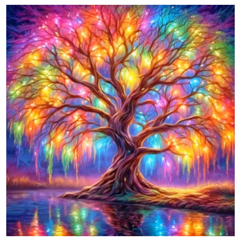 Diamanttavla Glowing Tree 50x50