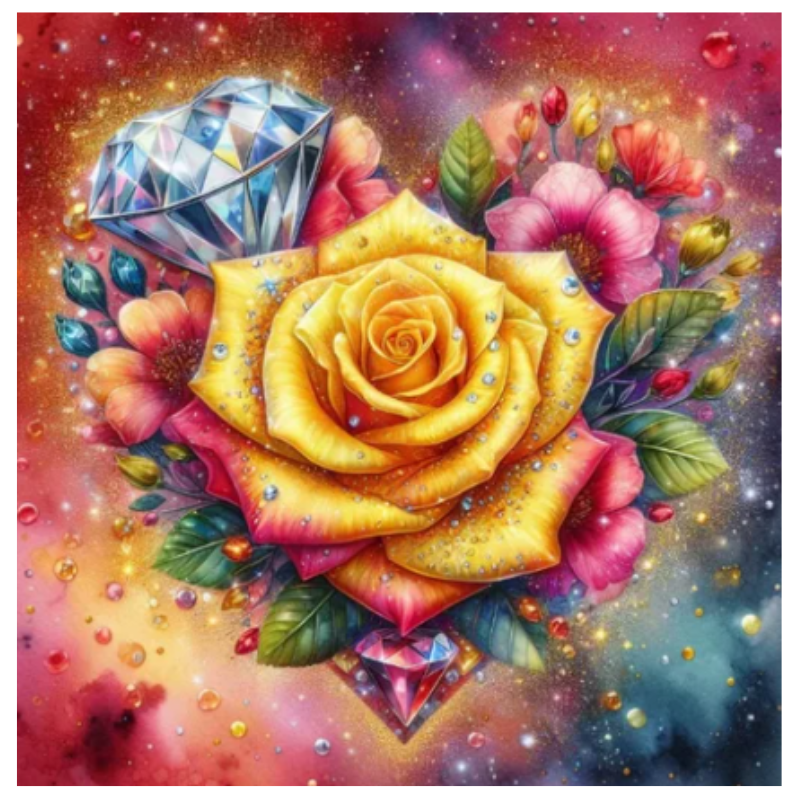 Diamanttavla Rose And Diamonds  50x50