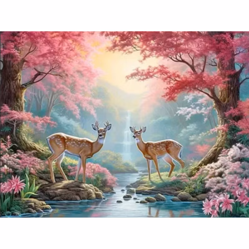 Diamanttavla Deers Beautiful Landscape 40x50