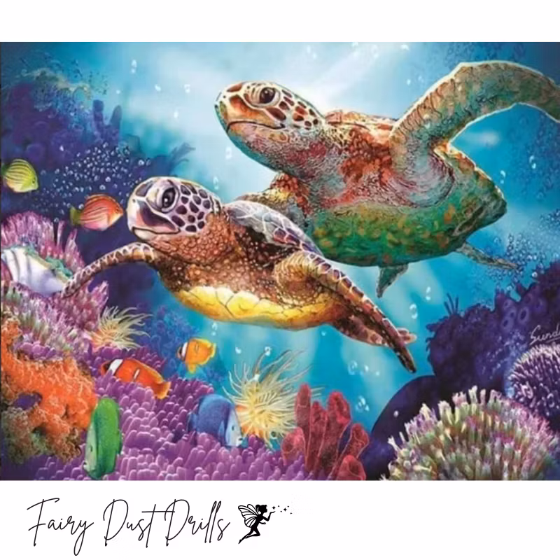 Diamanttavla Fairy Dust Drills Sköldpaddor 40x50