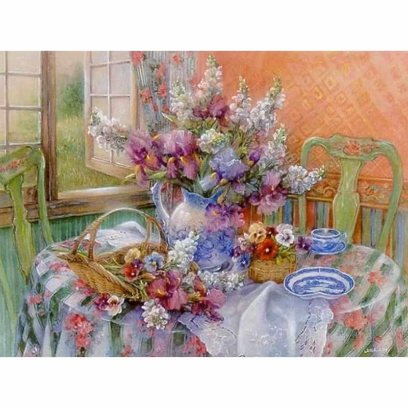 Diamanttavla Blomsterbord 40x50