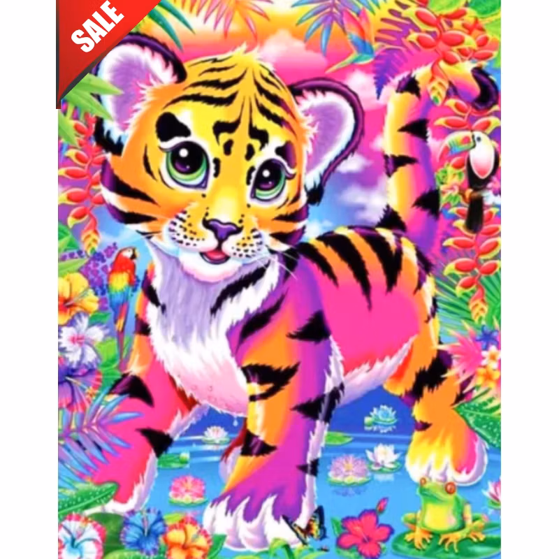 Diamanttavla (R) Färgglad Tigerunge 30x40