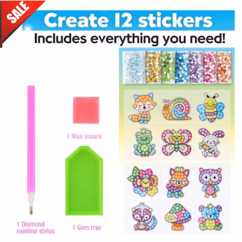 Diamond Painting Stickers Sweet Sparkles 12-Pack