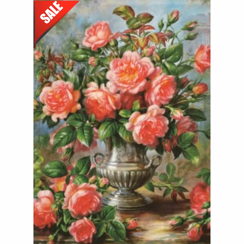 Diamanttavla Rosenbukett 40x50