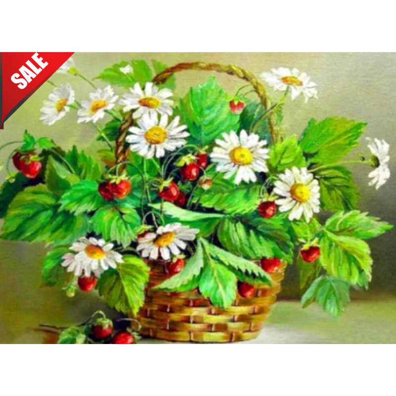 Diamanttavla Jordgubbsblomma 40x50