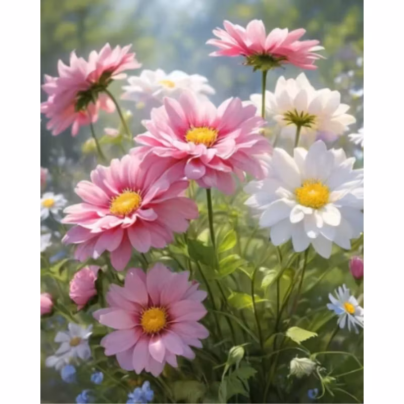 Diamanttavla Blommor Sommar 30x40