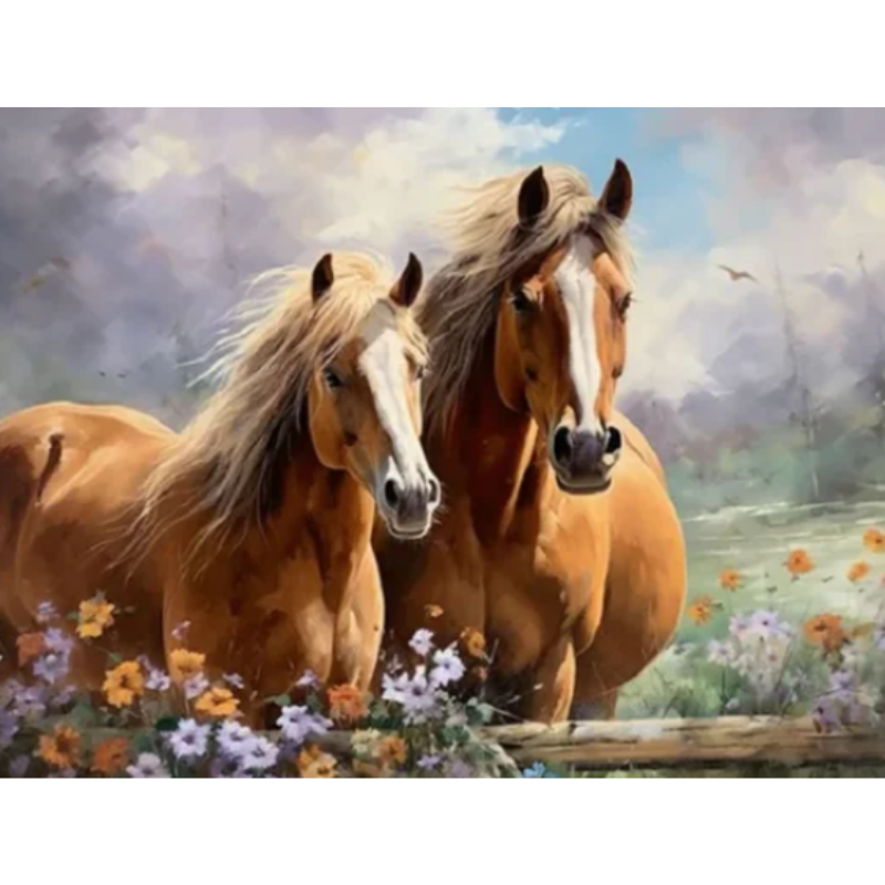 Diamanttavla Hästar Sommarhage 40x50