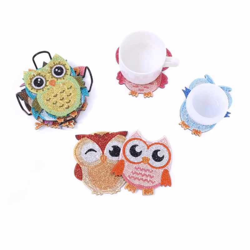 Diamond Painting Glasunderlägg 10-Pack Ugglor